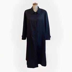 Vintage Women’s Bernardo Black Trench Coat Plaid Lining Rain Hong Kong Size 14